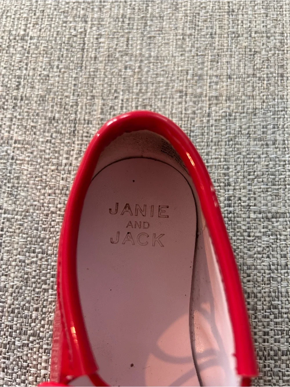 Janie and Jack Girls Red Patent Tie Flats. Size 9